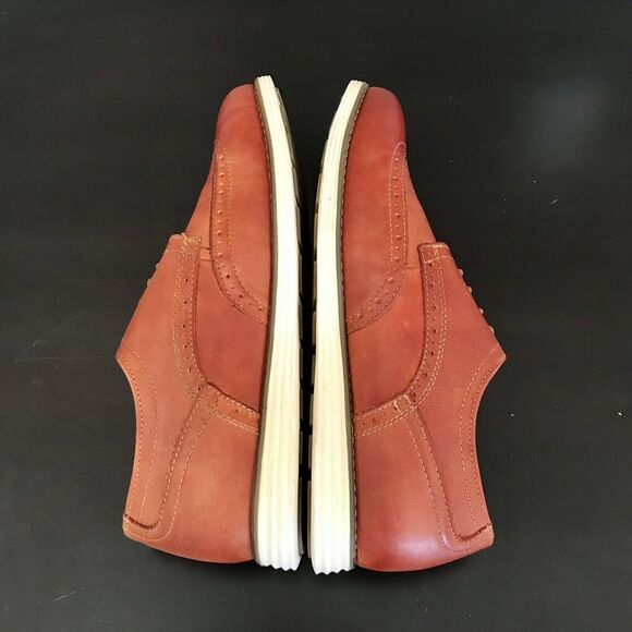 Vostey Milan Cognac Orange Leather Wingtip Dress Lace Up Shoes Men’s Size US 11 - Picture 4 of 14